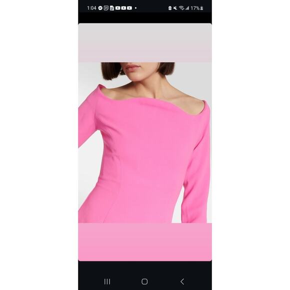 $1400 Monot Off Shoulder Fuchsia Pink Long Sleeve Maxi Dress Sz M - Picture 11 of 16